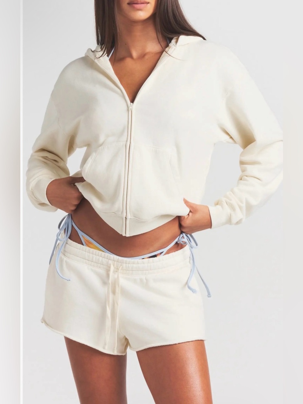 NWT SKIMS French Terry Zip Up Hoodie in Ecru - large